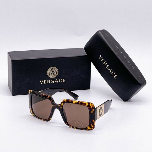 New Versace Women's Square Havana Sunglasses - Picture 2 of 10
